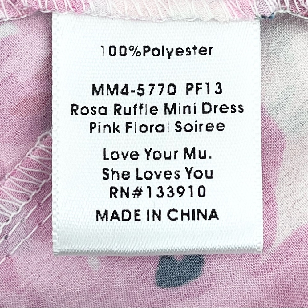 NWT Show Me Your Mumu Rosa Ruffle Pink Floral Satin Mini Dress Size Medium - Picture 13 of 15